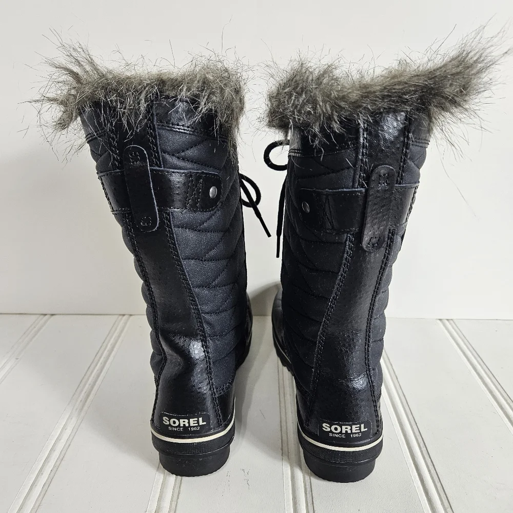 Sorel Boots Size 7 Tofino II Waterproof Faux Fur Insulated Snow Winter Black